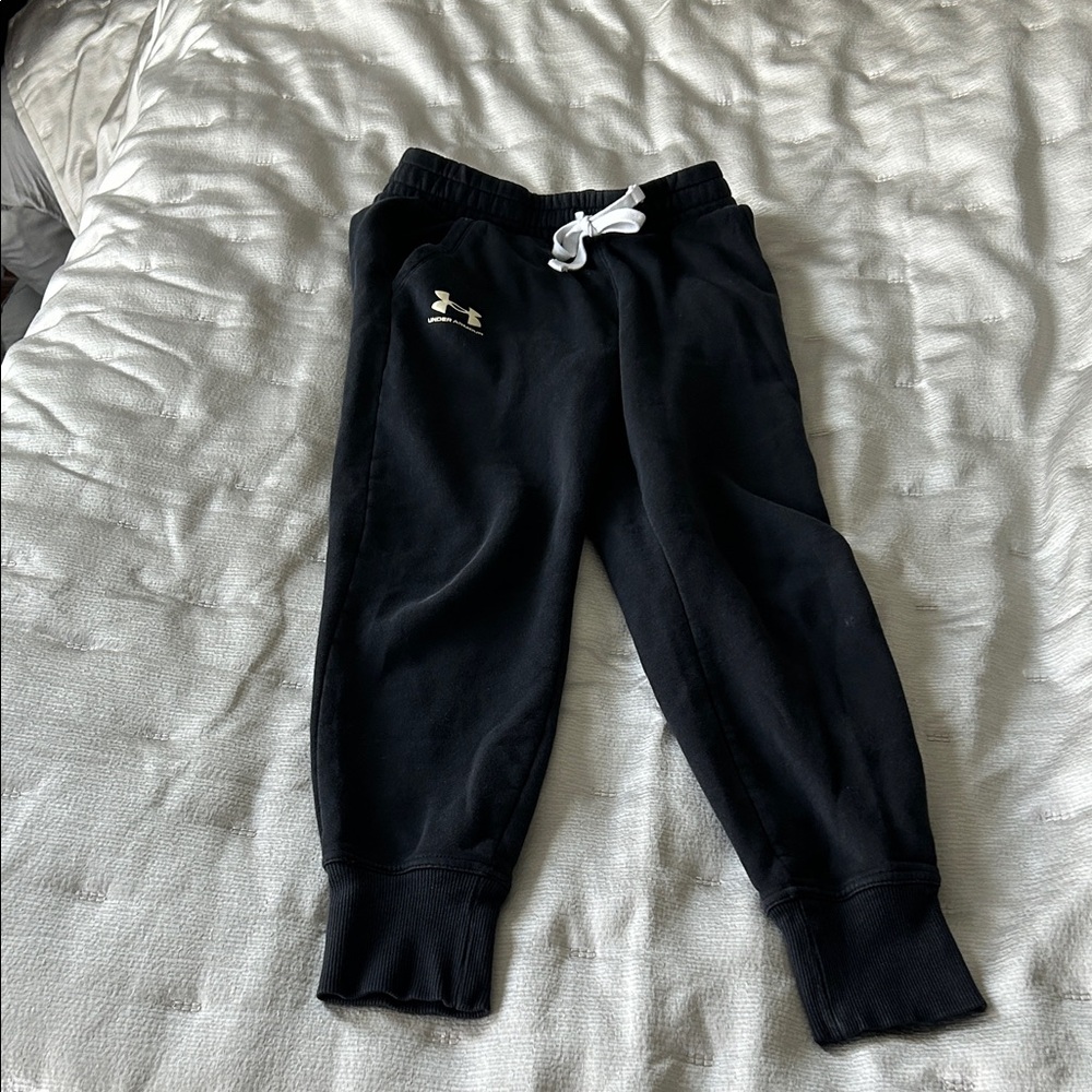 Under Armour Kids Black Joggers with White Drawstring
